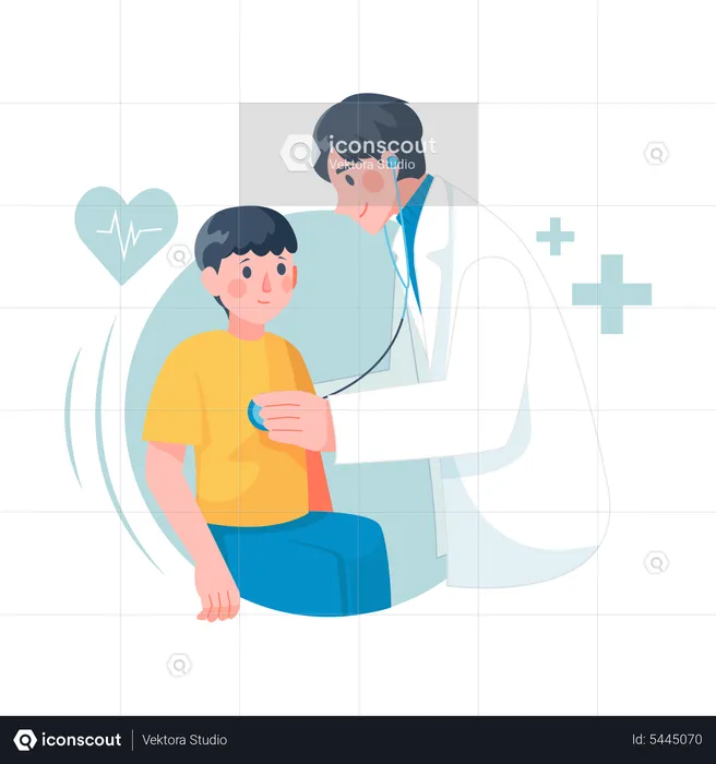 Kid Consultation with Doctor  Illustration