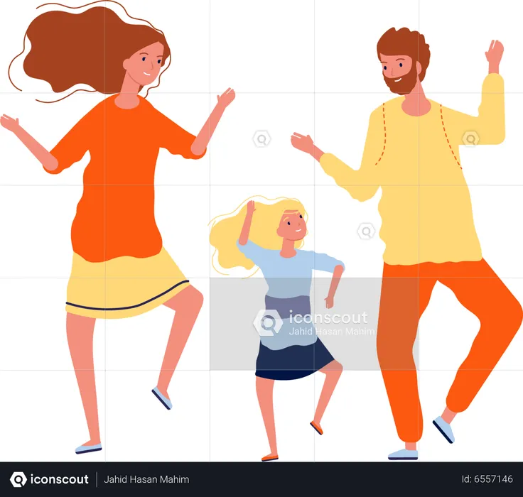 Kid dancing with parents  Illustration