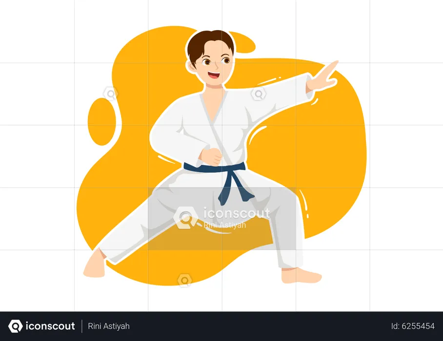 Kid doing karate  Illustration