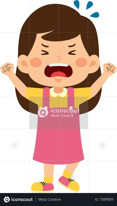 Kid girl crying  Illustration