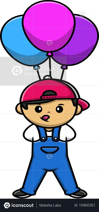 Kid Holding Balloon  Illustration