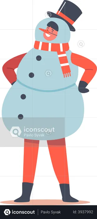 Kid in Snowman Costume  Illustration