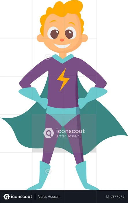 Kid in Superhero Costume  Illustration