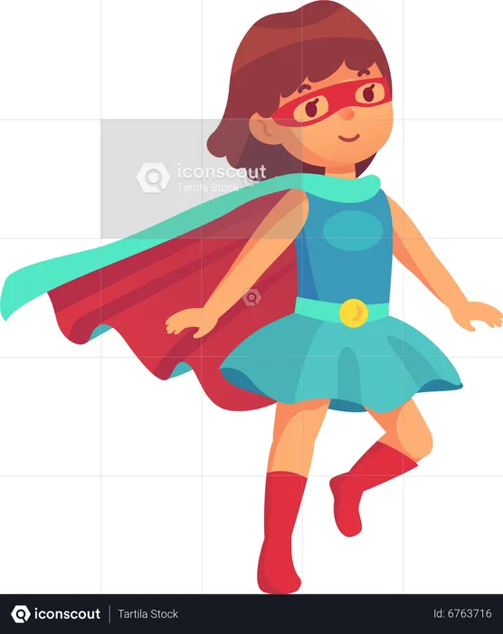 Kid In Superhero Costume  Illustration