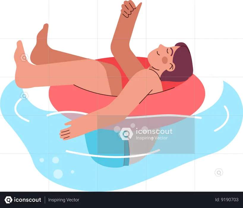 Kid is enjoying in inflatable ring  Illustration