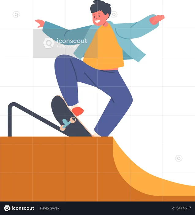 Kid Jumping On Skateboard  Illustration