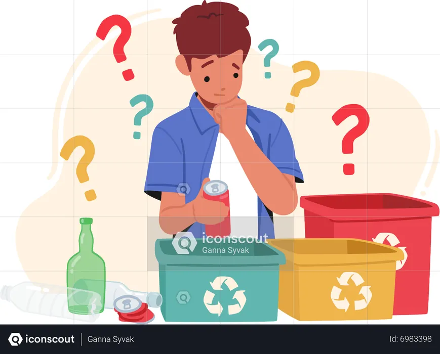 Kid managing waste  Illustration