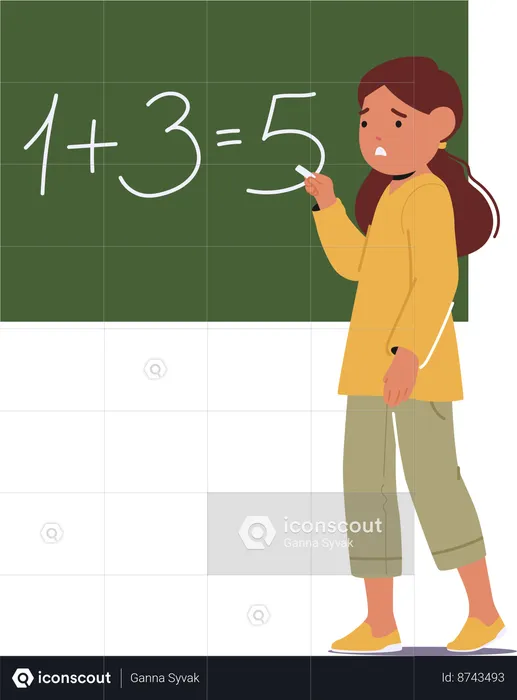 Kid Mistakenly Wrote Wrong Equation On Blackboard  Illustration