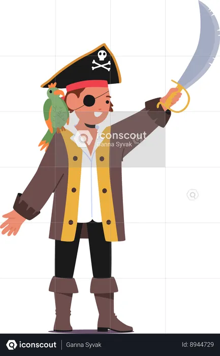 Kid pirate is holding sword  Illustration