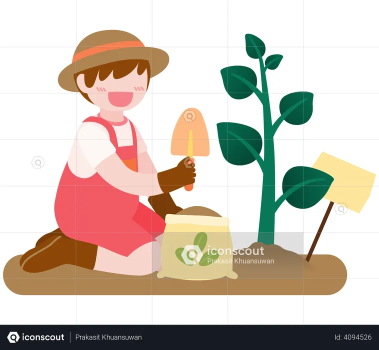 Kid planting tree  Illustration