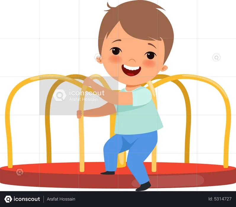 Kid playing in amusement park  Illustration