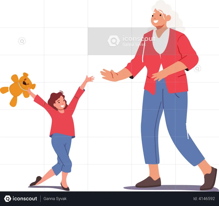 Kid Visit Granny  Illustration