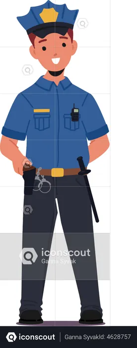 Kid Wear Police Costume  Illustration