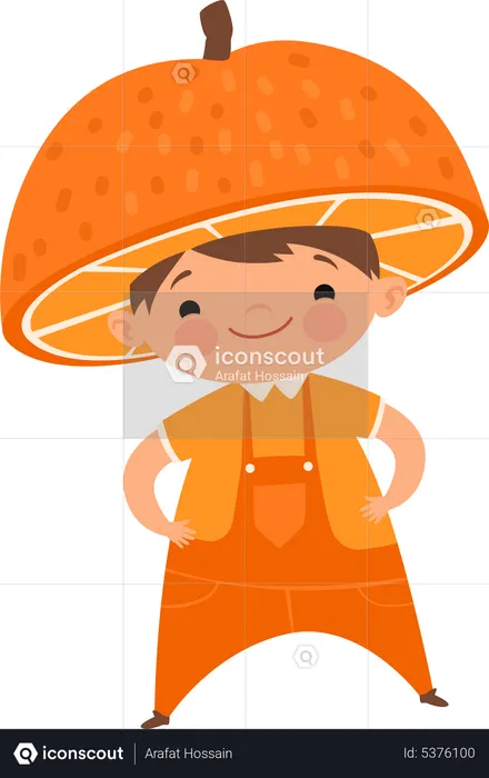 Kid wearing fruit costumes  Illustration