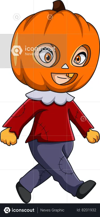 Kid wearing pumpkin costume  Illustration