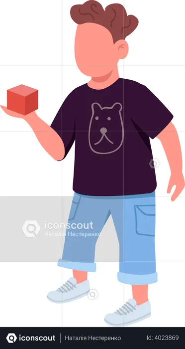 Kid with cube toy  Illustration
