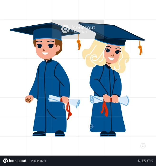 Kids are graduated from college  Illustration
