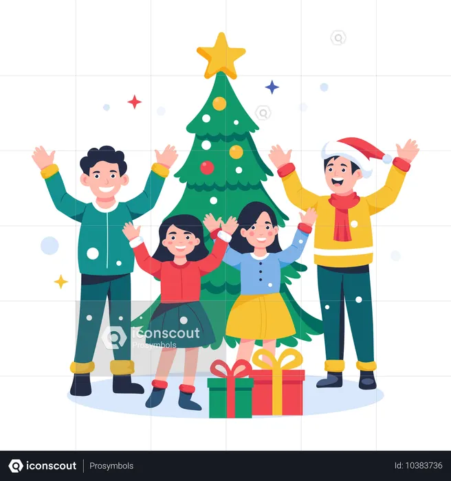 Kids are having fun during Christmas celebration  Illustration