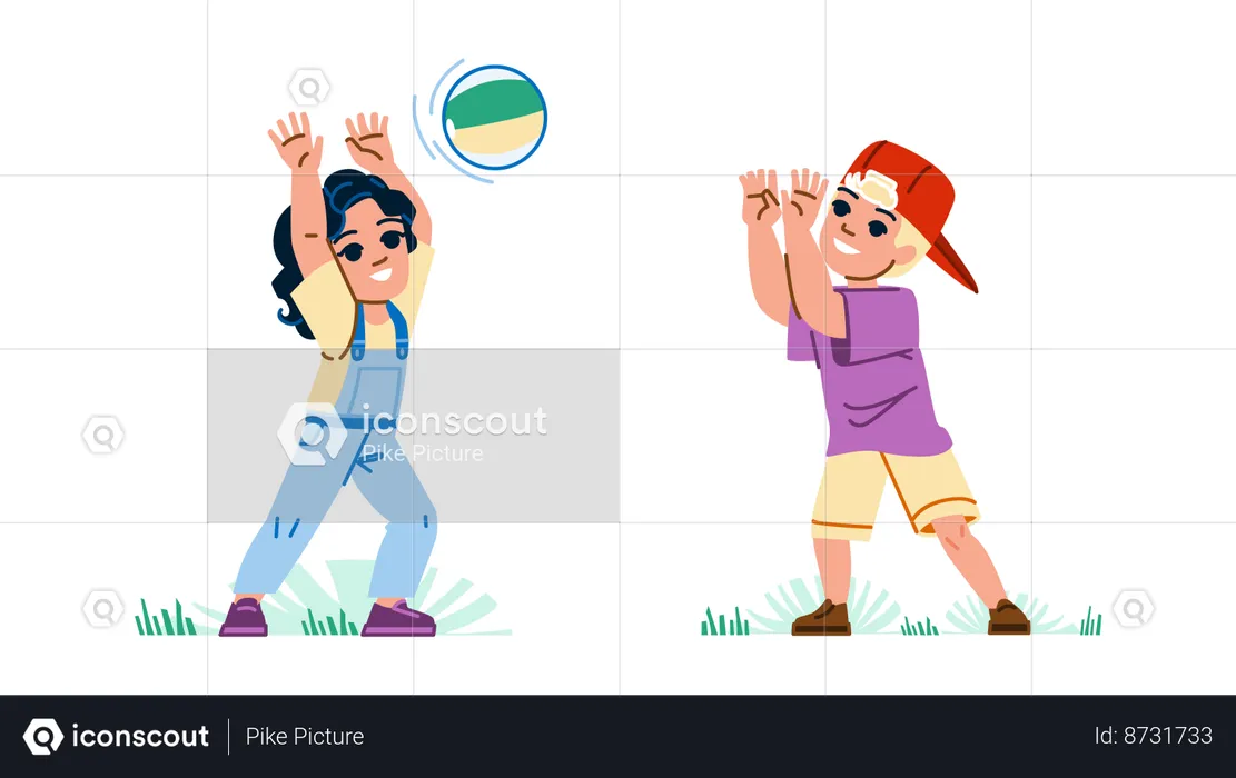 Kids are playing with ball  Illustration