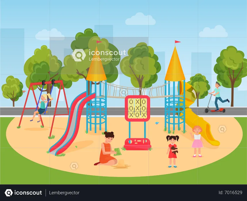 Kids at playground  Illustration