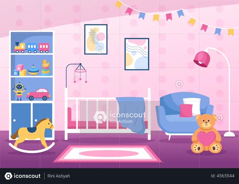 Kids Bedroom Interior  Illustration