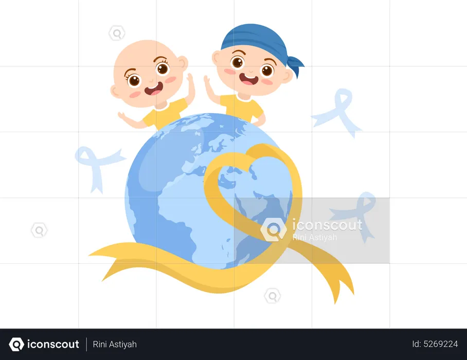 Kids celebrate International Cancer Day  Illustration