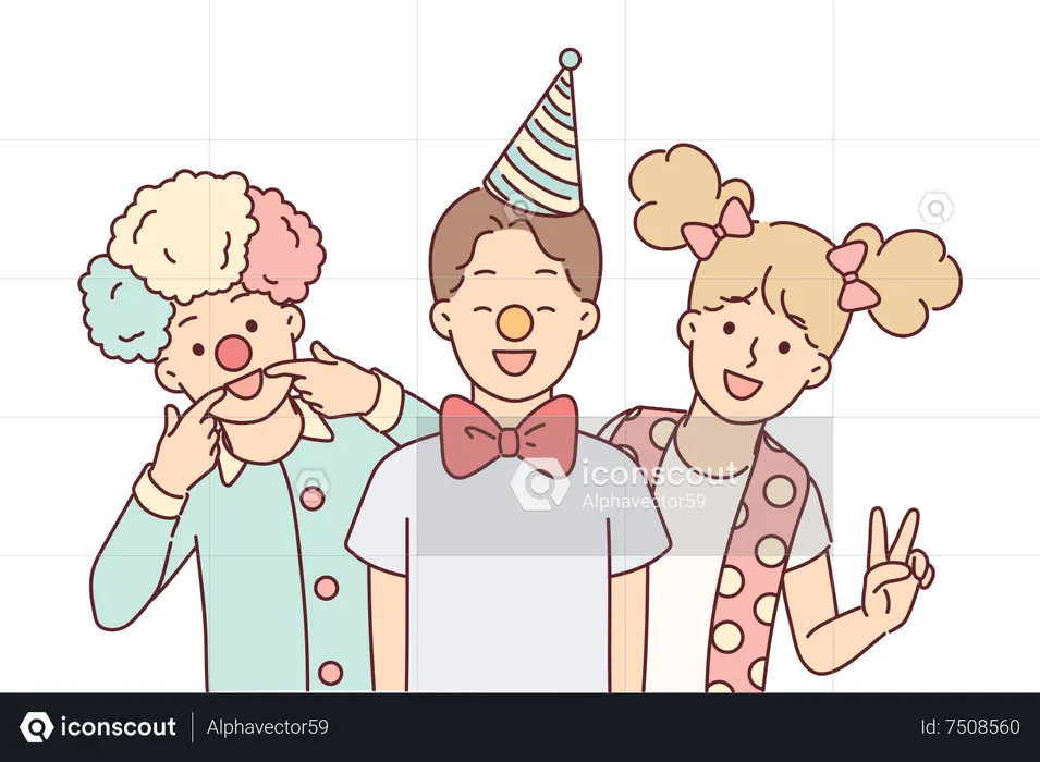 Kids celebrating birthday party  Illustration