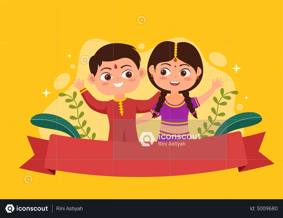 Kids Celebrating Happy Bhai Dooj  Illustration