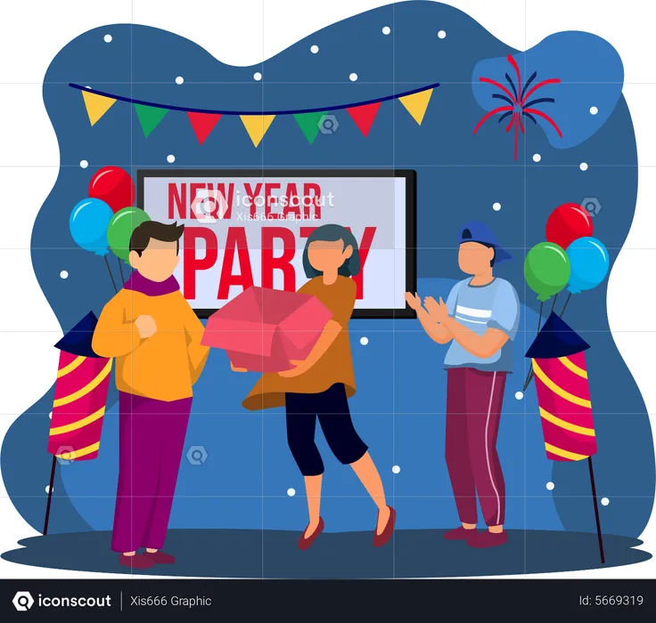 Kids celebrating happy new year party  Illustration