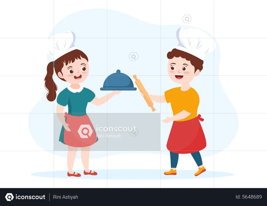 Kids cooking  Illustration