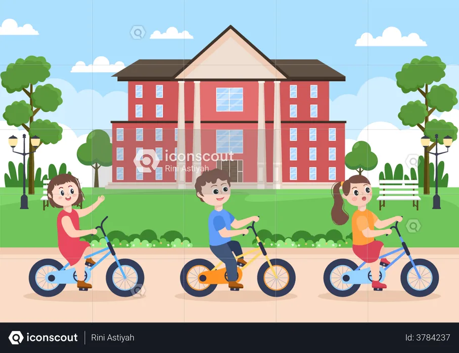 Kids cycling  Illustration