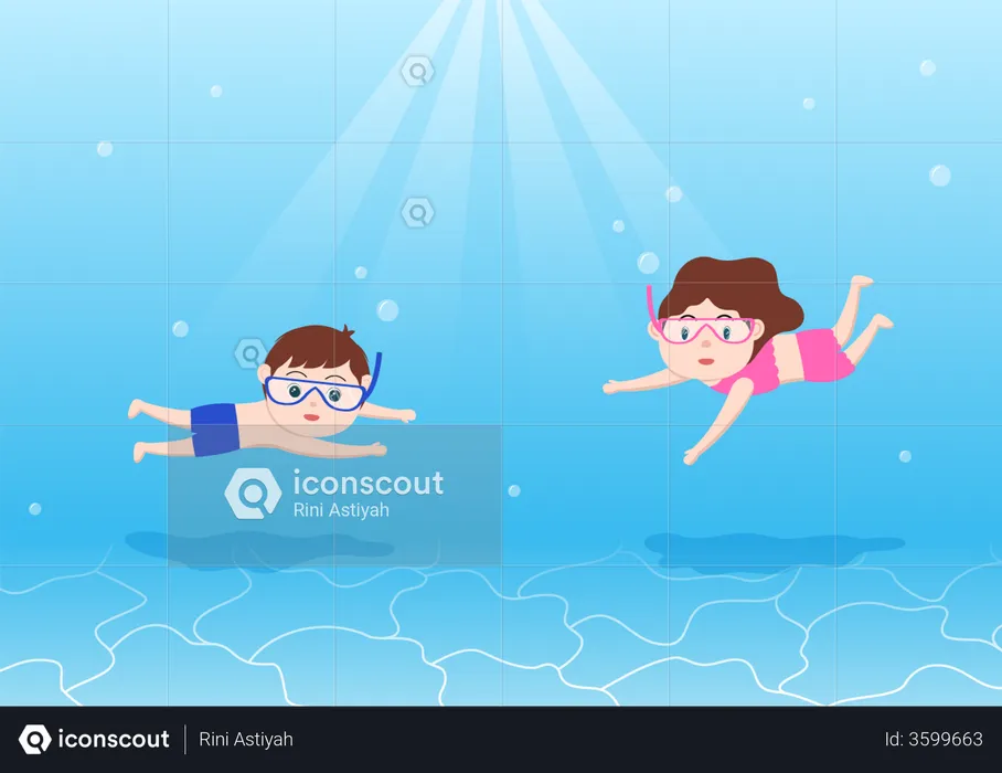 Kids diving underwater  Illustration