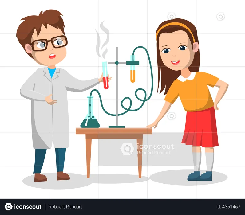 Kids doing laboratory equipment  Illustration