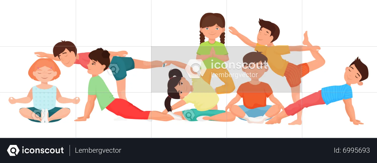 Kids doing yoga  Illustration