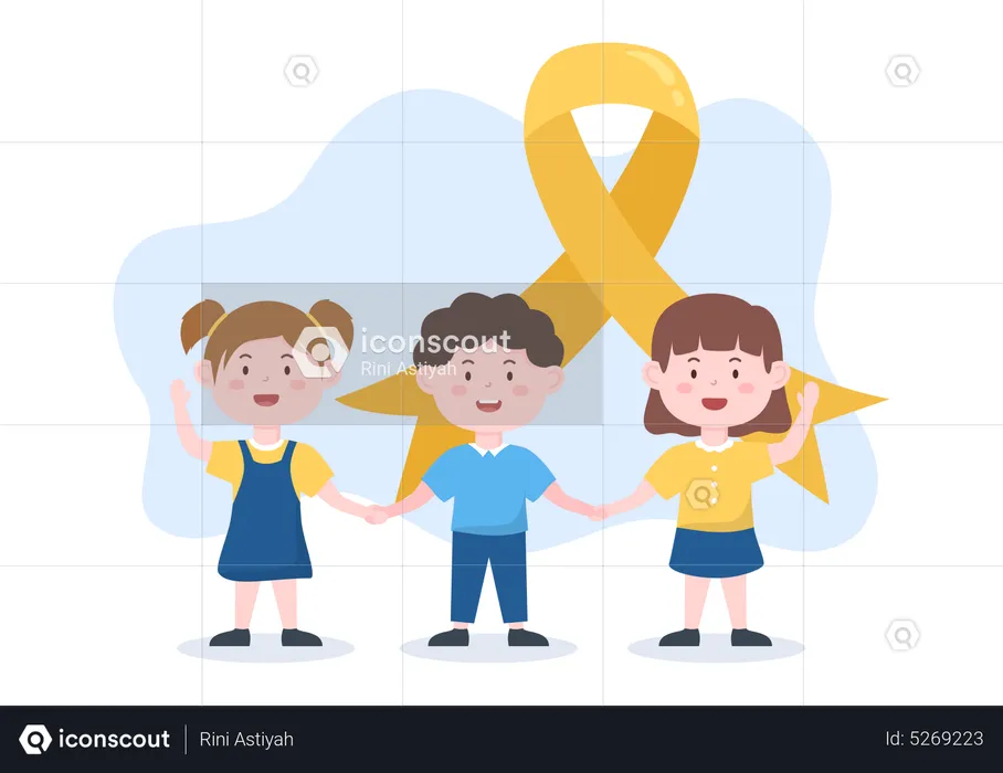 Kids getting together on Cancer day  Illustration