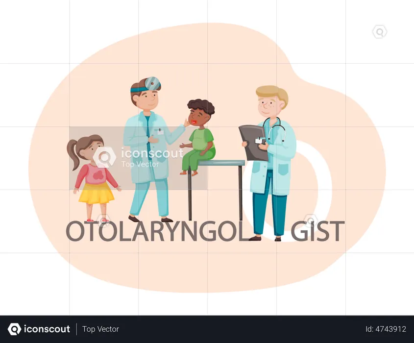 Kids getting treatment from Otolaryngologist doctor  Illustration