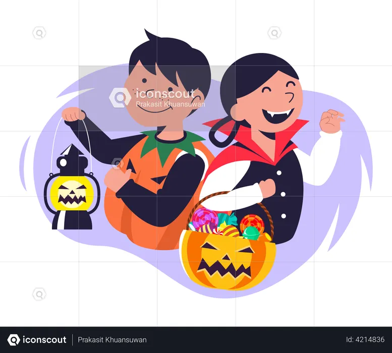 Kids going for trick or treat  Illustration