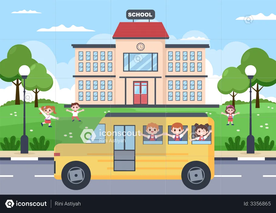 Kids going to school  Illustration