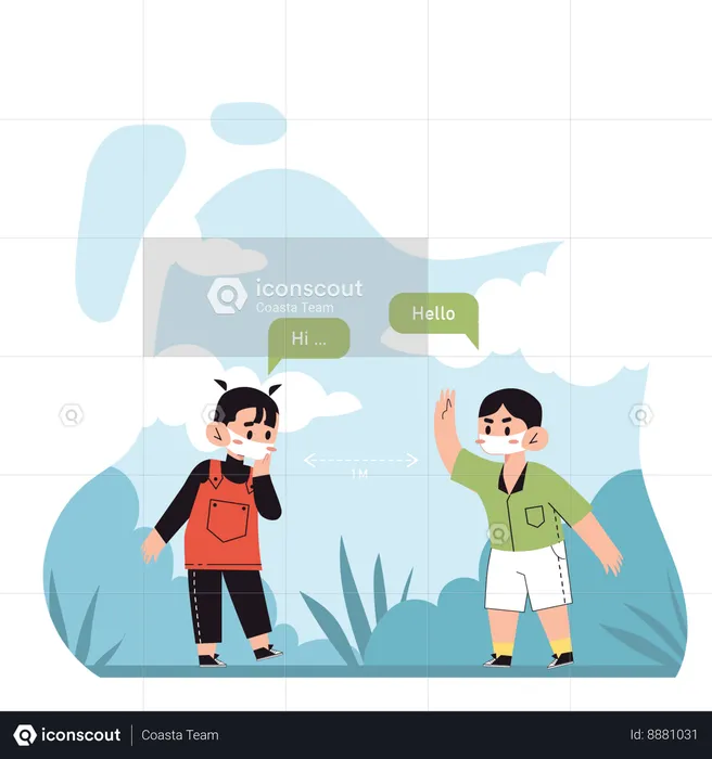 Kids Greeting each other  Illustration