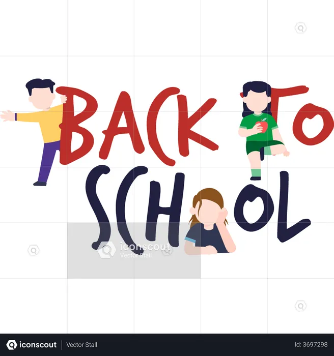 Kids happy to go back to school  Illustration