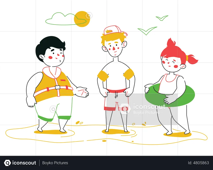 Kids in swimsuits  Illustration