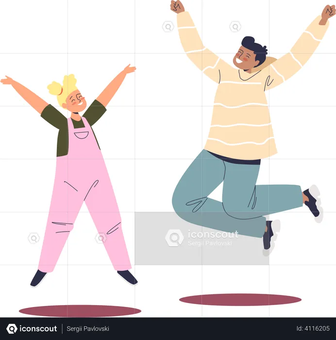 Kids jumping and celebrating joy  Illustration