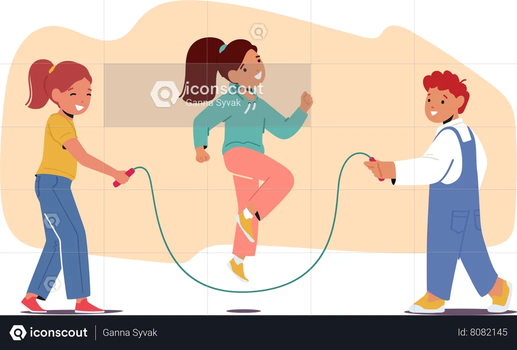 Kids Love Jumping Rope  Illustration