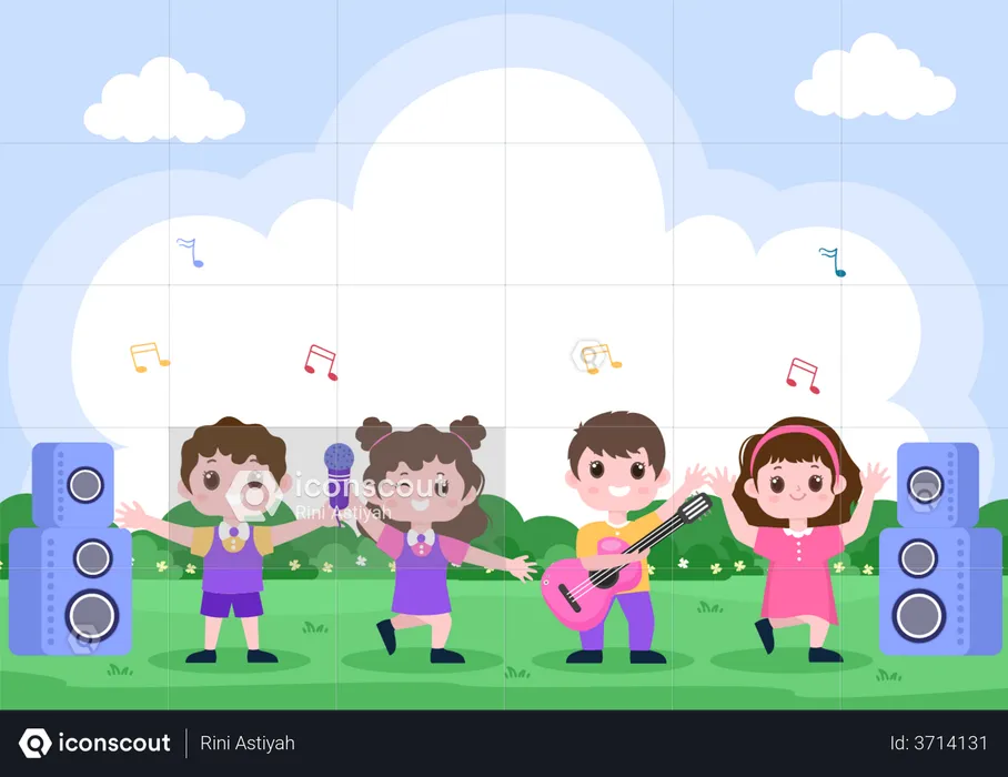 Kids performing in music festival  Illustration