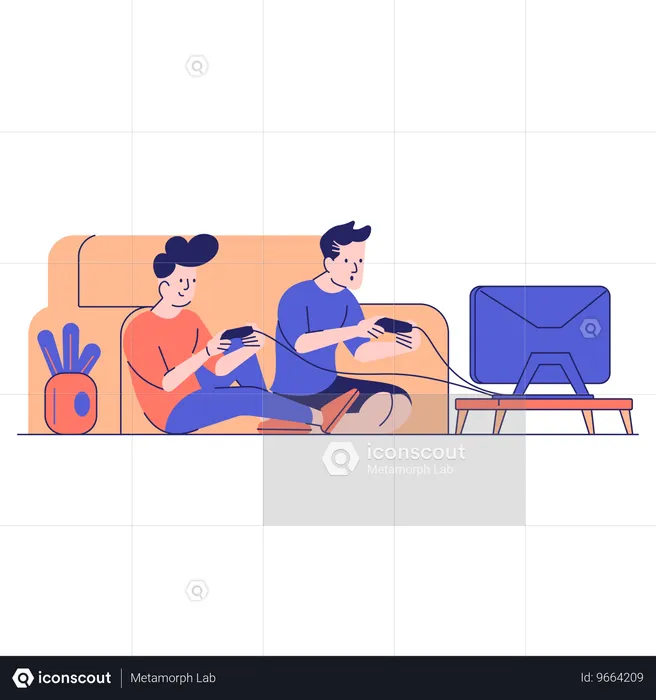 Kids Play Game Together  Illustration