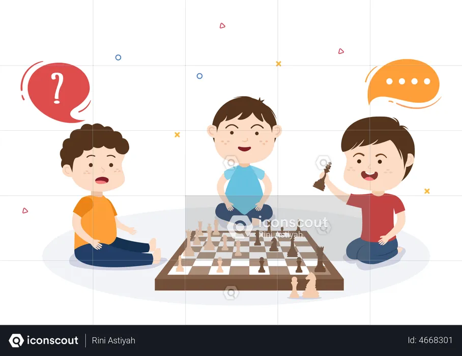 Kids playing chess  Illustration