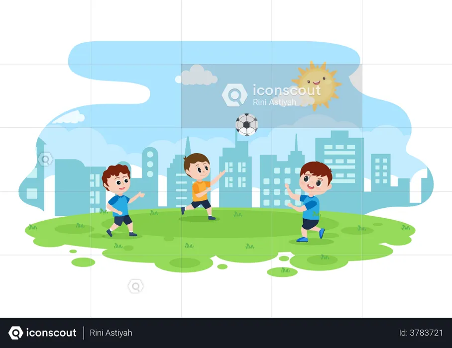 Kids playing football  Illustration