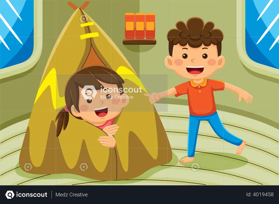 Kids playing hide and seek  Illustration