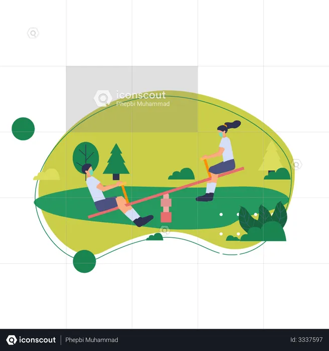 Kids playing in garden  Illustration