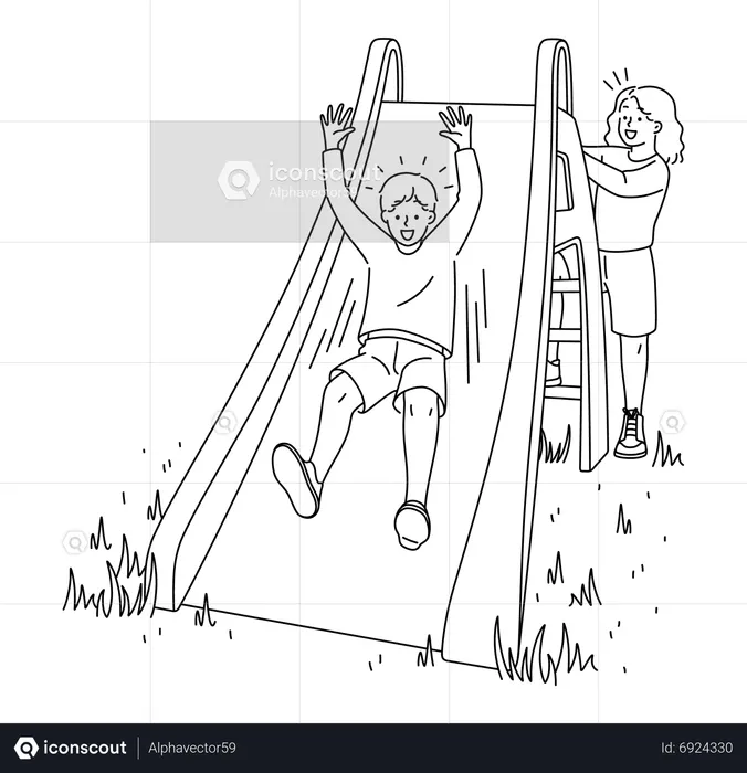 Kids playing in park  Illustration